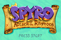 Spyro Attack of the Rhynocs title screen for GameBoy Advance